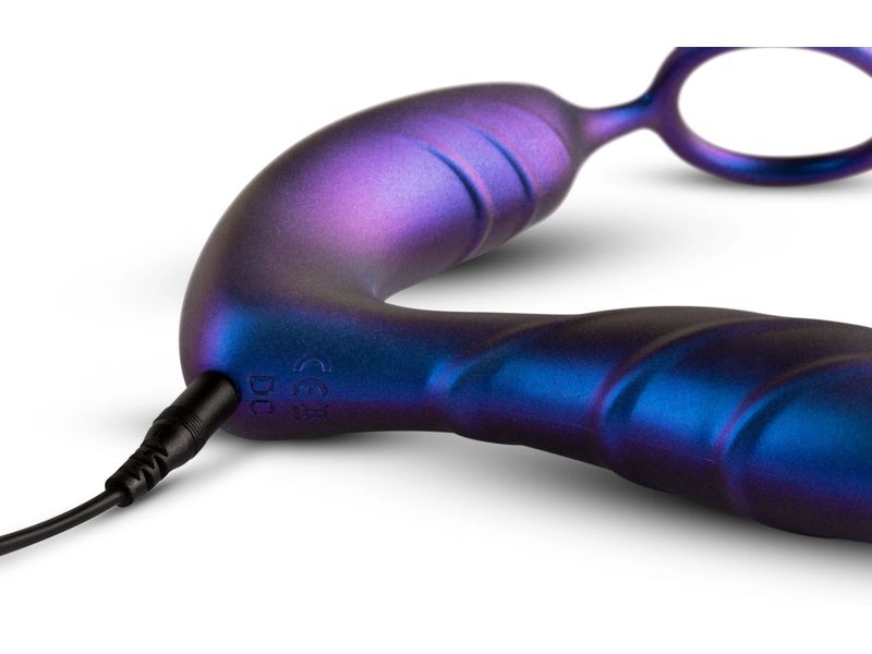 Hueman Black Hole Analvibrator mit Penisring Lila Vibrator für den Analverkehr