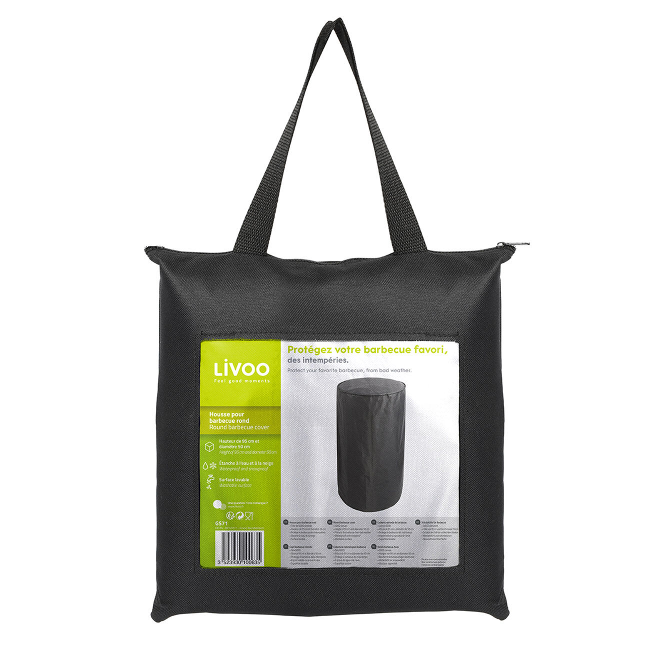 Livoo Housse pour barbecue rond noire - D.50x95 cm