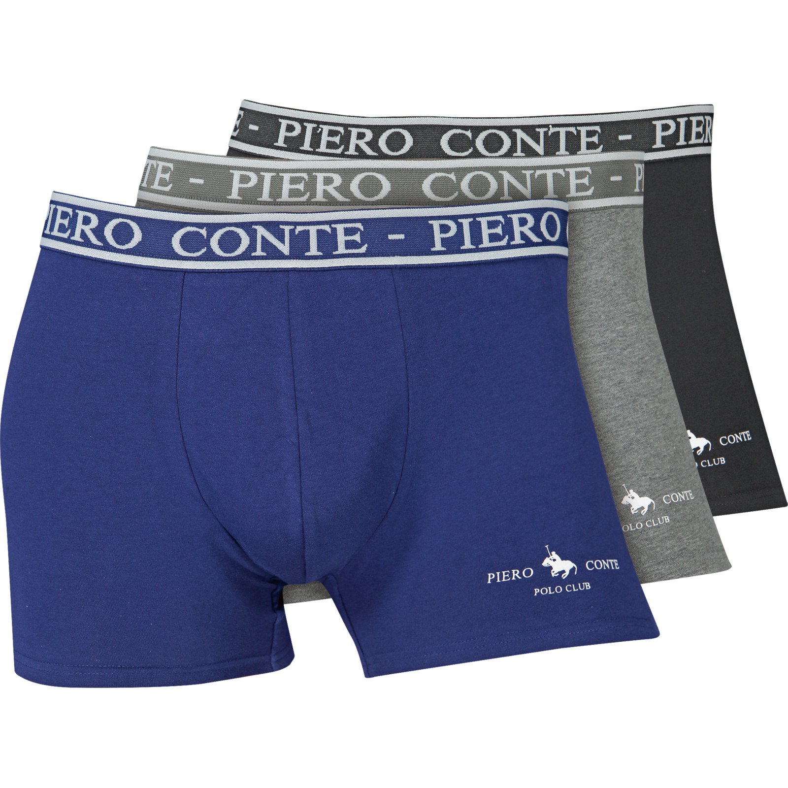 Piero Conte Herren-Boxershorts, 3 Stück S, navy