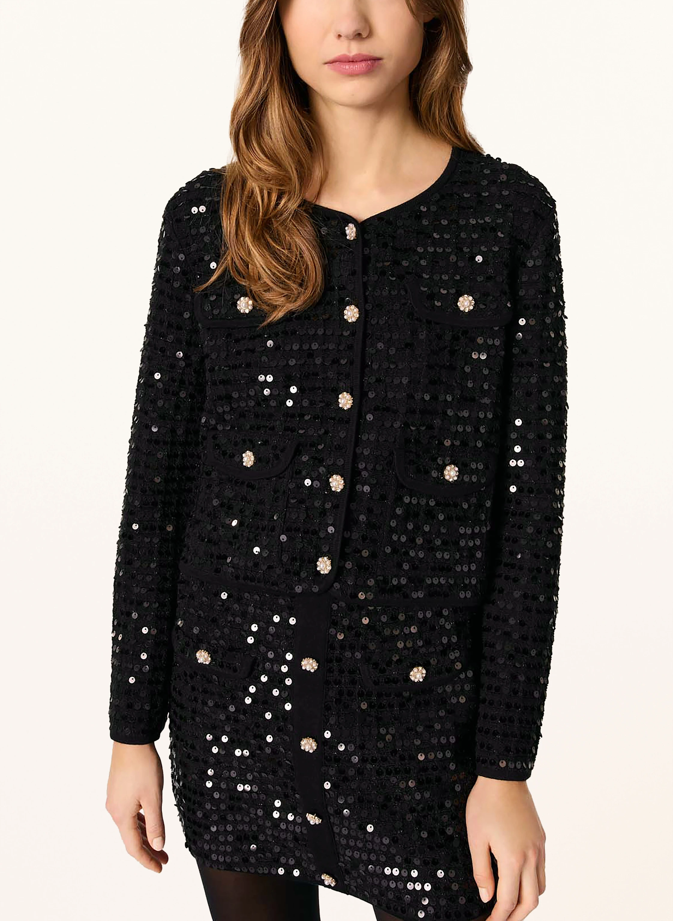 maje Tweed-Jacke mit Pailletten