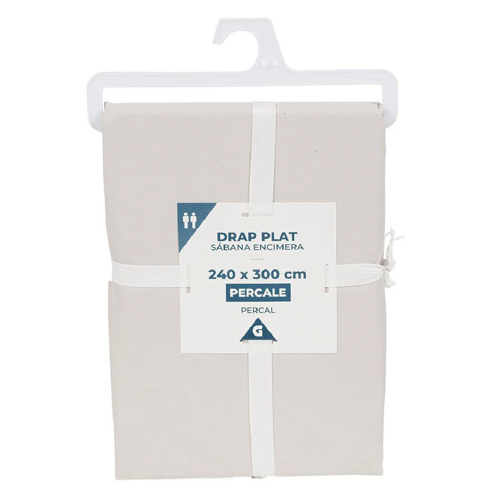 Drap plat uni coloré en percale 2 personnes 240x300 cm