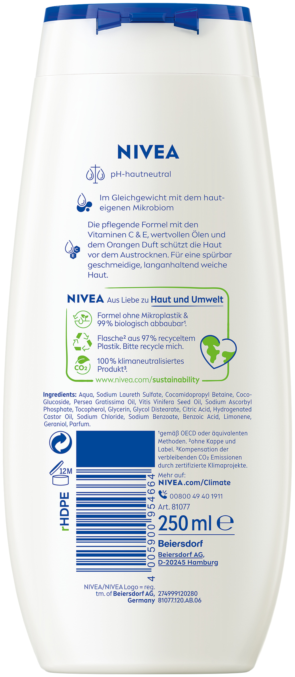 Nivea Pflegedusche<br>250 ml, Orange & Avocado Oil