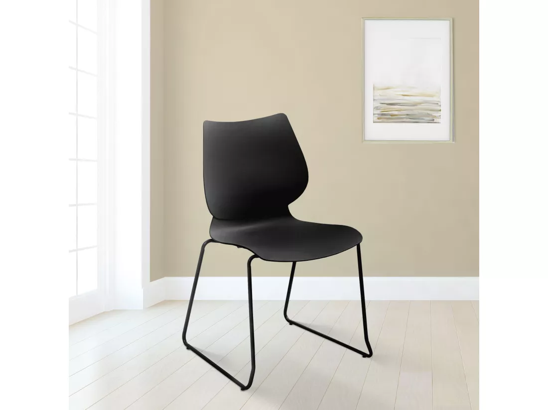 Chaise de conférence - Plastique & Chrome - Noir - Houma