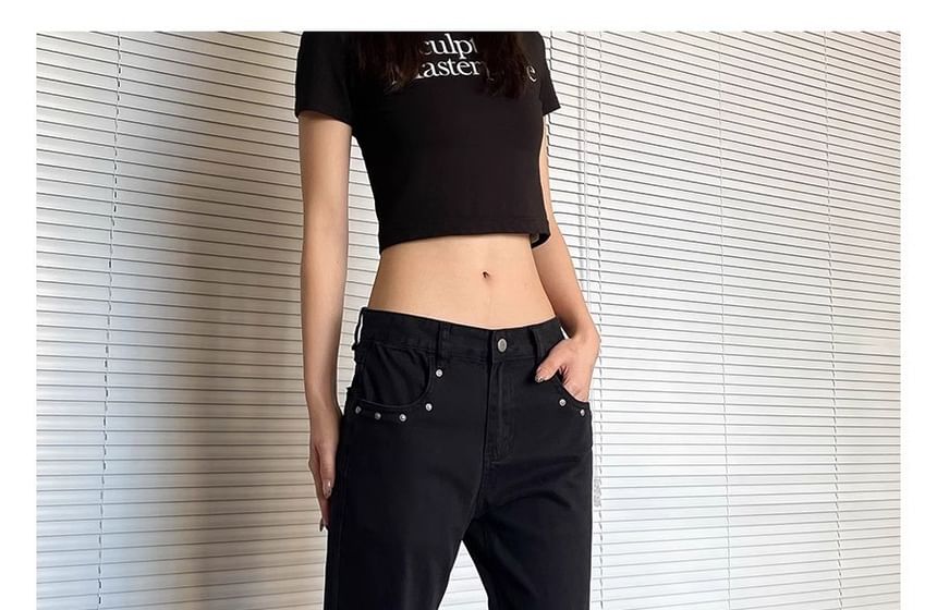 rinkoplan - Low Rise Studded Bootcut Jeans