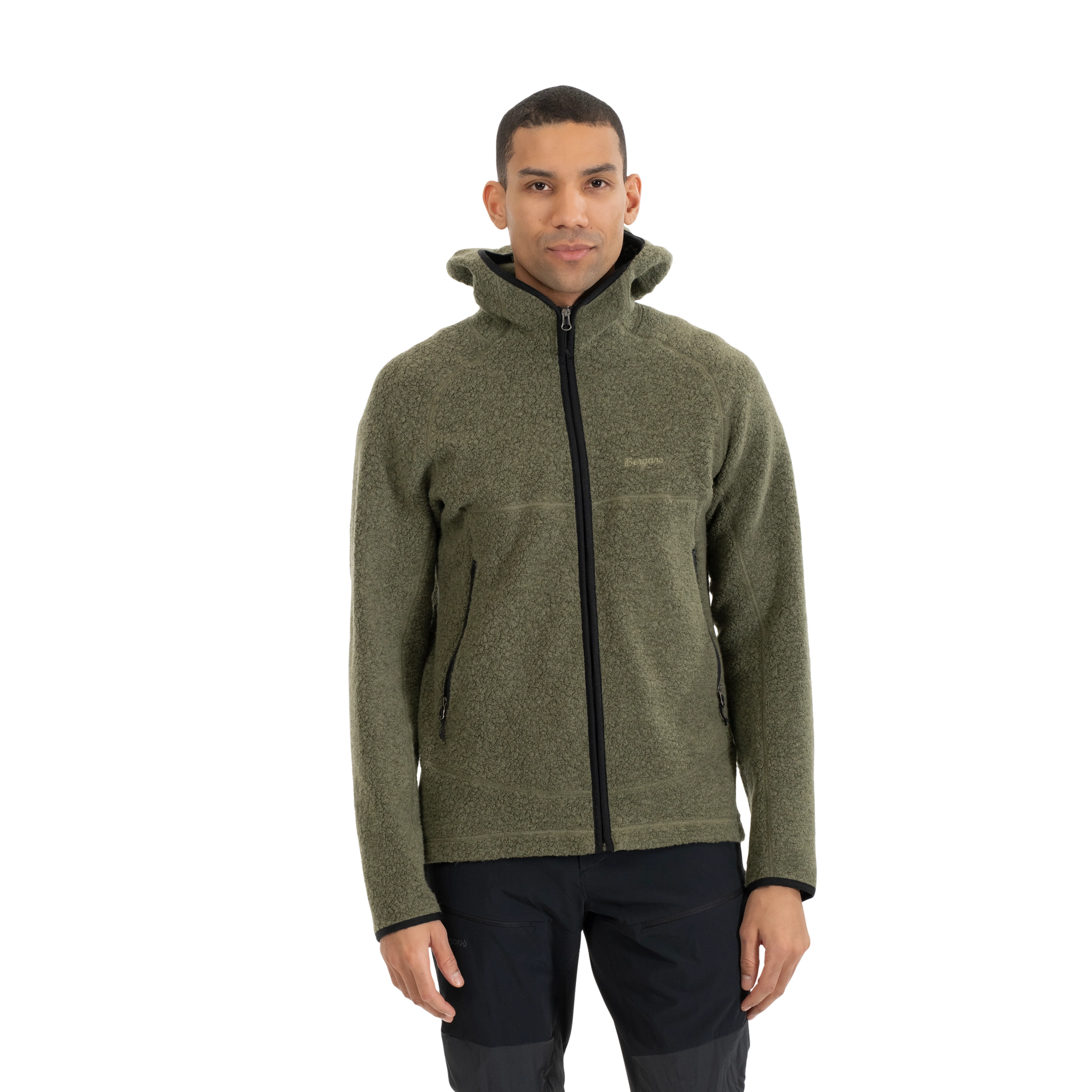 Vaagaa Merino Terry Midlayer Hoodie Men Green Mud