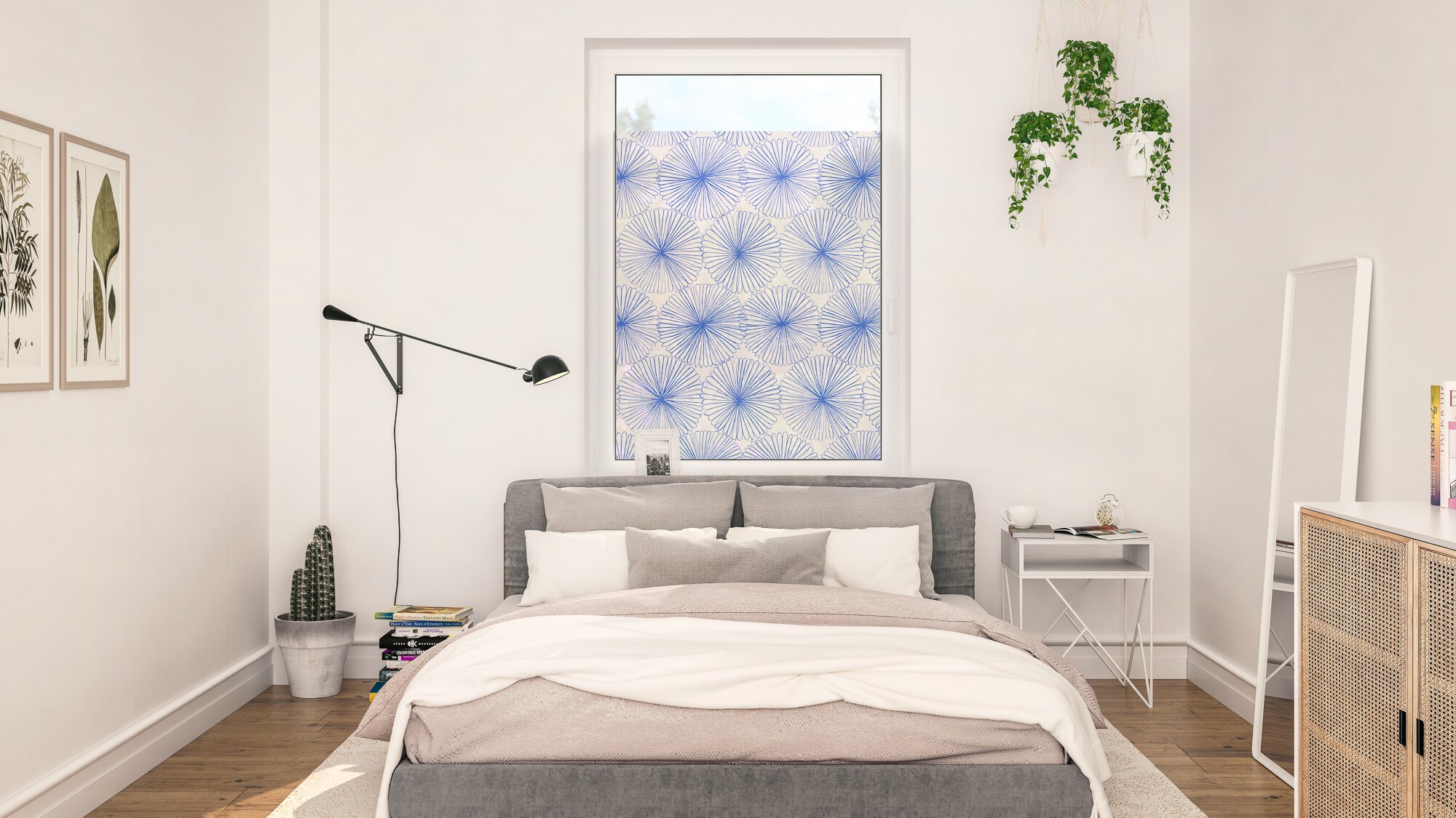Lichtblick Fensterfolie selbstklebend, Sichtschutz, Flower wheel - Blau