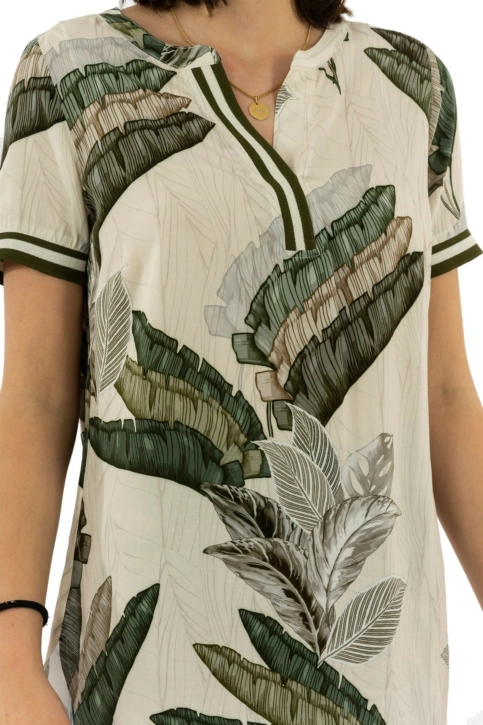 tee shirt geisha 03216-20 000010 - off-white/green combi