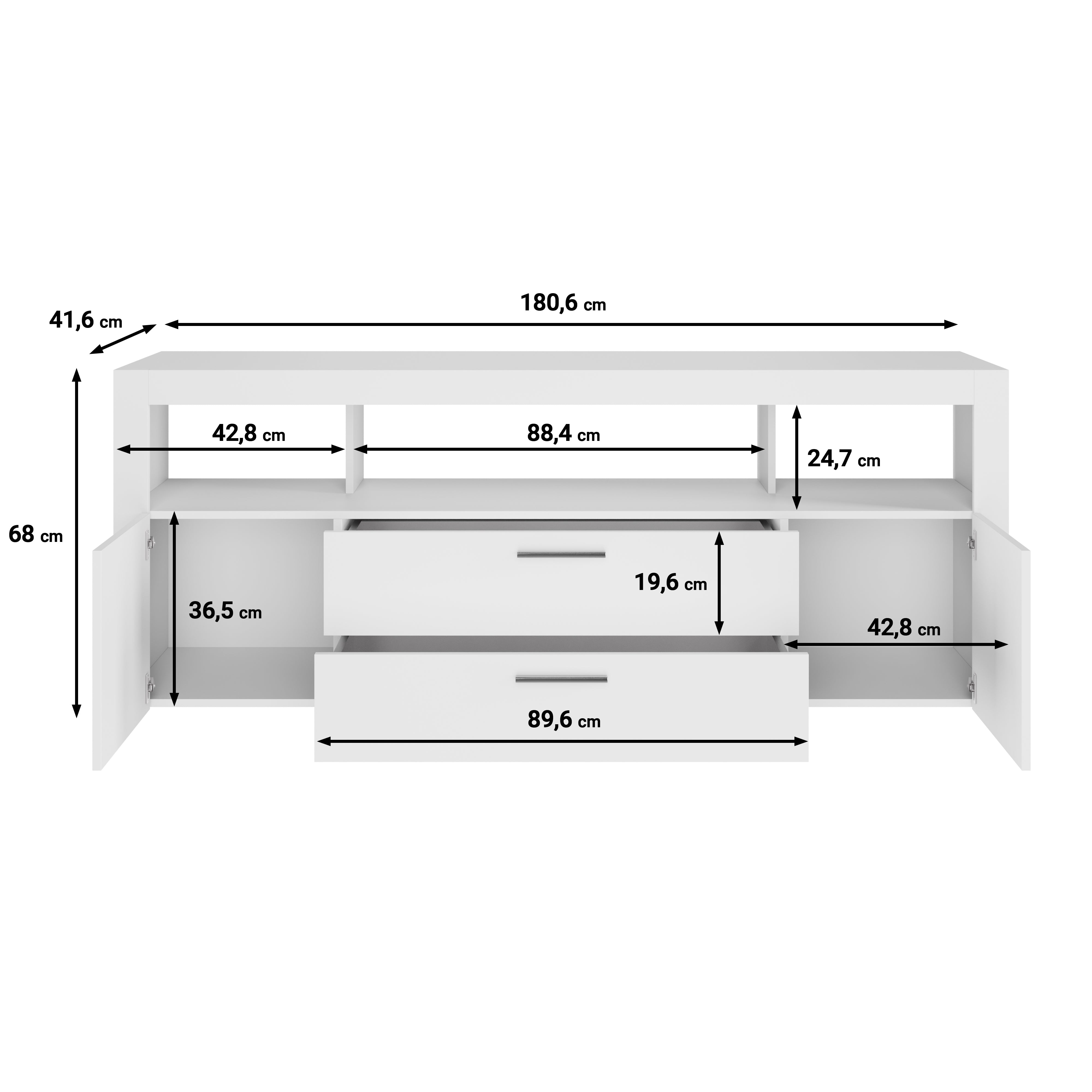 Sharon - TV-Meubel - Antraciet - 181 cm