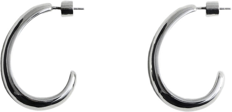MANGO Thin oval hoop earrings Silver