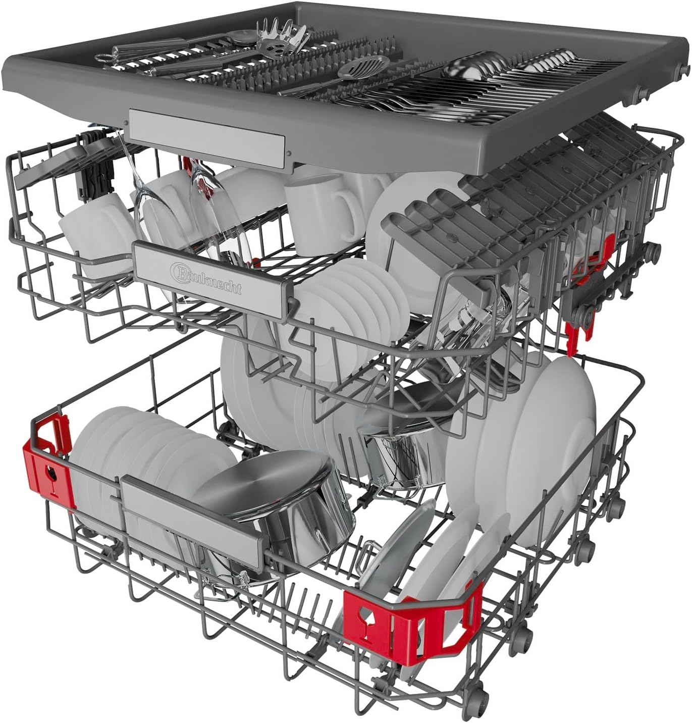 Bauknecht BKSV2 PAN Integrierbarer Geschirrspüler /60 cm/ActiveDry – automatisches Türöffnungssystem/MultiZone – separates Ober- oder Unterkorbspülen/Startzeitvorwahl/Vollwasserschutz/Edelstahl