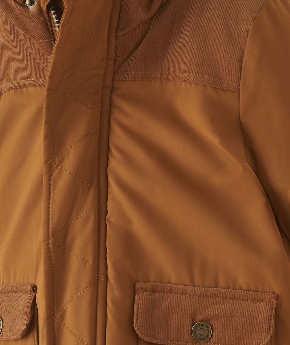 PARKA CAMEL À CAPUCHE BÉBÉ GARÇON EN REMBOURRAGE RECYCLÉ