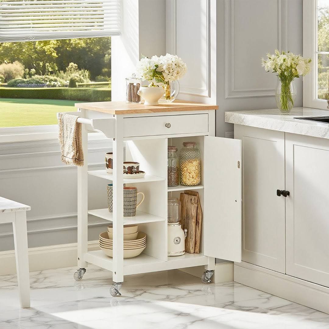 Kempton Wood Kitchen Cart Brambly Cottage