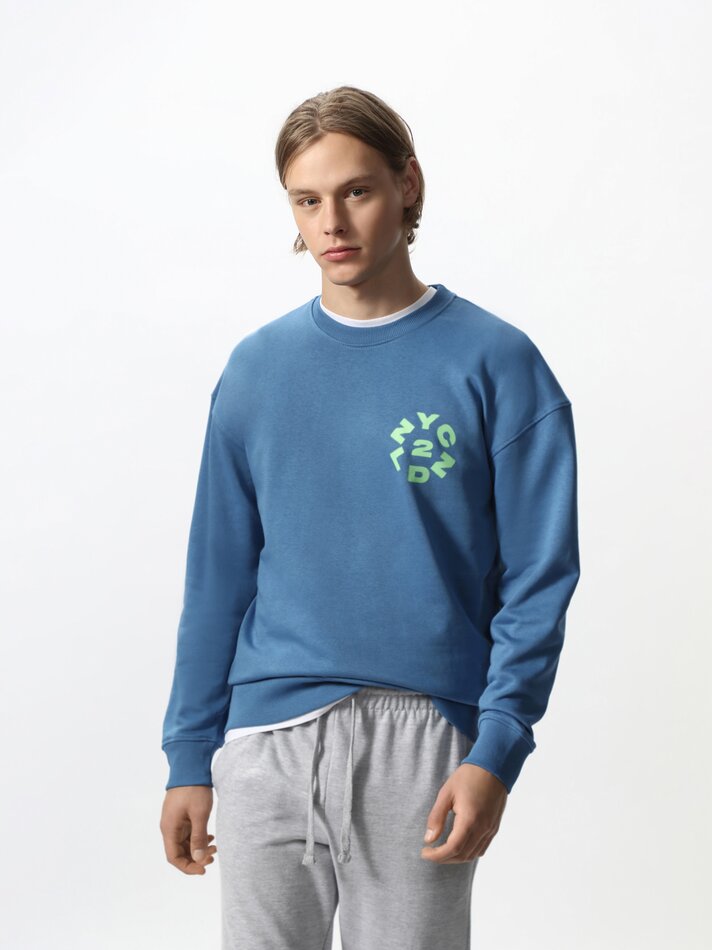 Moletom estampado - Azul