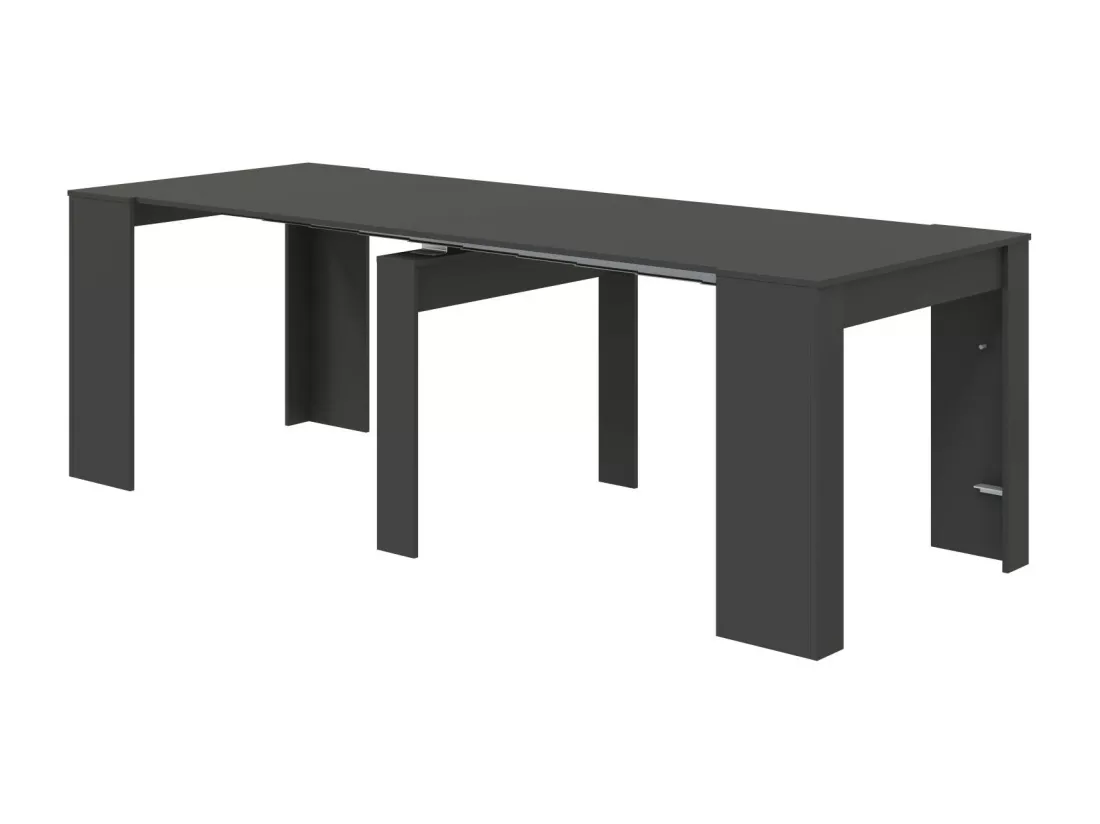 Table console à rallonge Diluna, Table à manger extensible, Table avec rallonges polyvalentes extensible jusqu'à 10 places, 51/237x90h78 cm, Anthracite