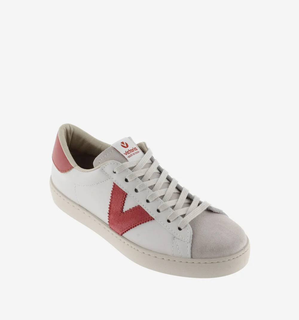 BERLÍN CUIR & CUIR FENDU Baskets blanches unisexes en cuir TERRA