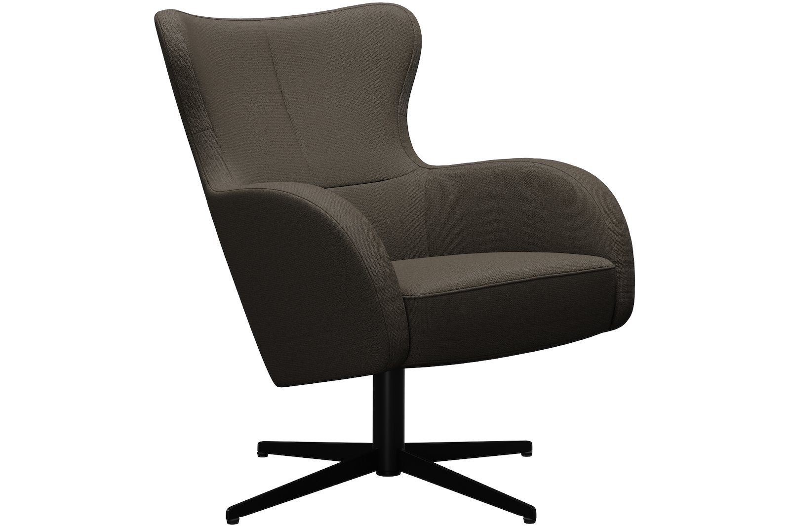 Bella Lounge stol Soft. med regulering. Tekstil Bloq Brown med sortlakkert S04 sokkel