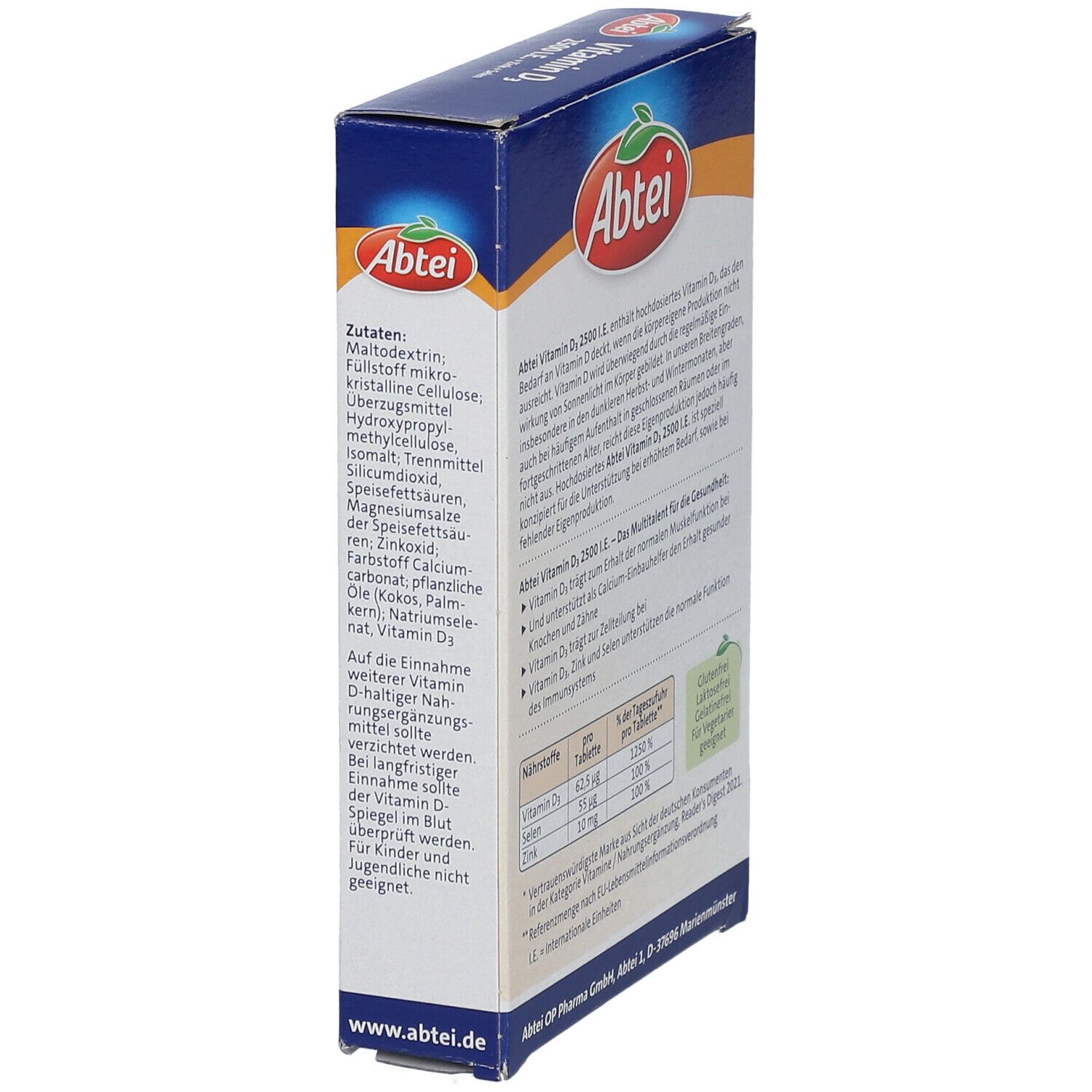 Abtei Vitamin D3 2500 I.E + Zink + Selen
