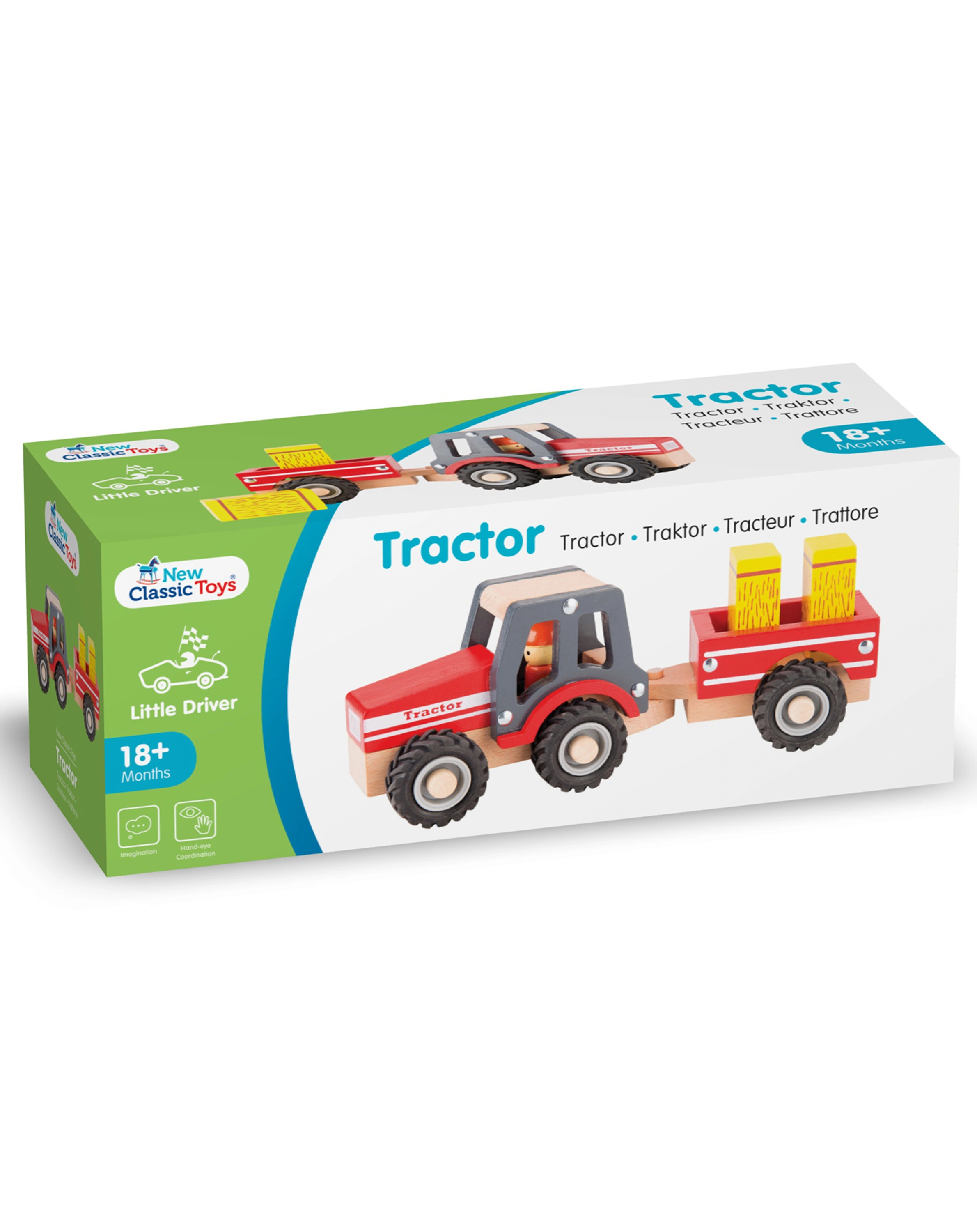 Spiel-Traktor FARM 4-teilig aus Holz