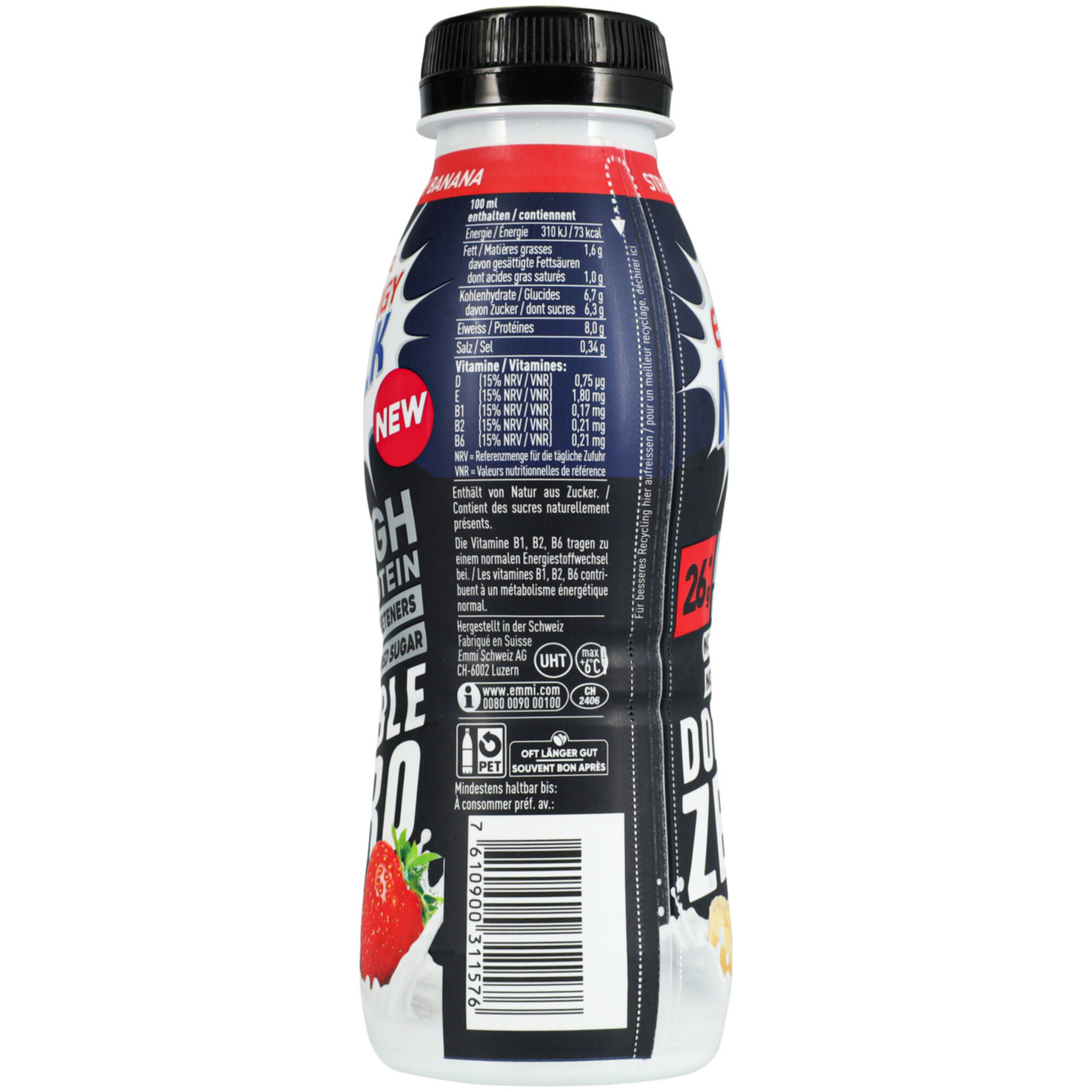 Emmi Energy Milk High Protein Double Zero Erdbeere -Banane