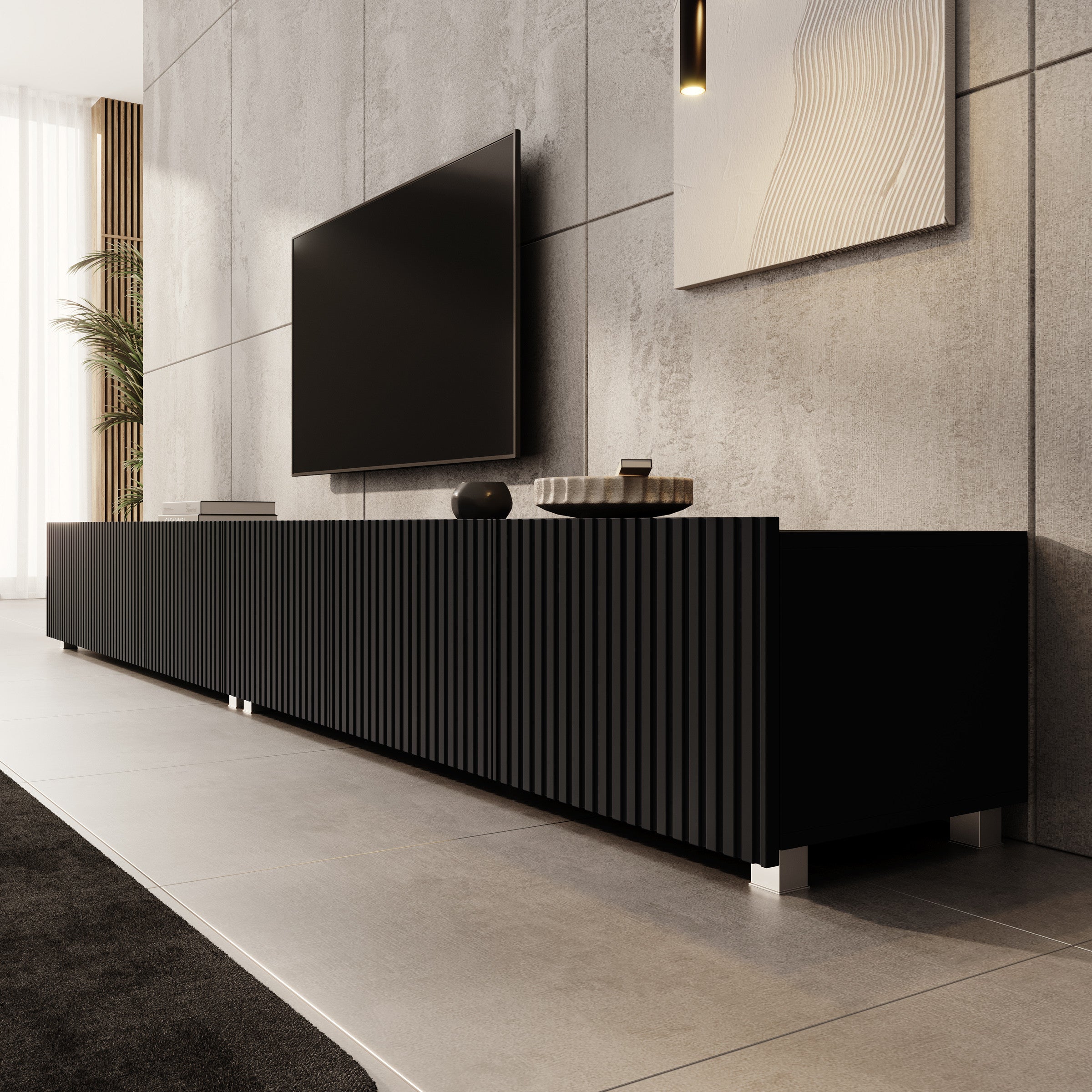 Kenderes - TV-Meubel - Zwart - 300x41x38 cm