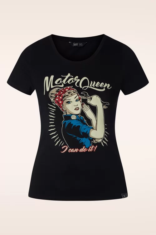 Queen Kerosin I Can Do It Motor Queen T-shirt in zwart