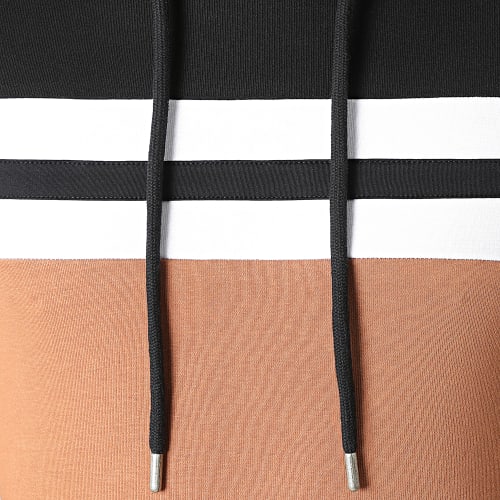 Sweat Capuche Tricolore 1722 Noir Blanc Camel