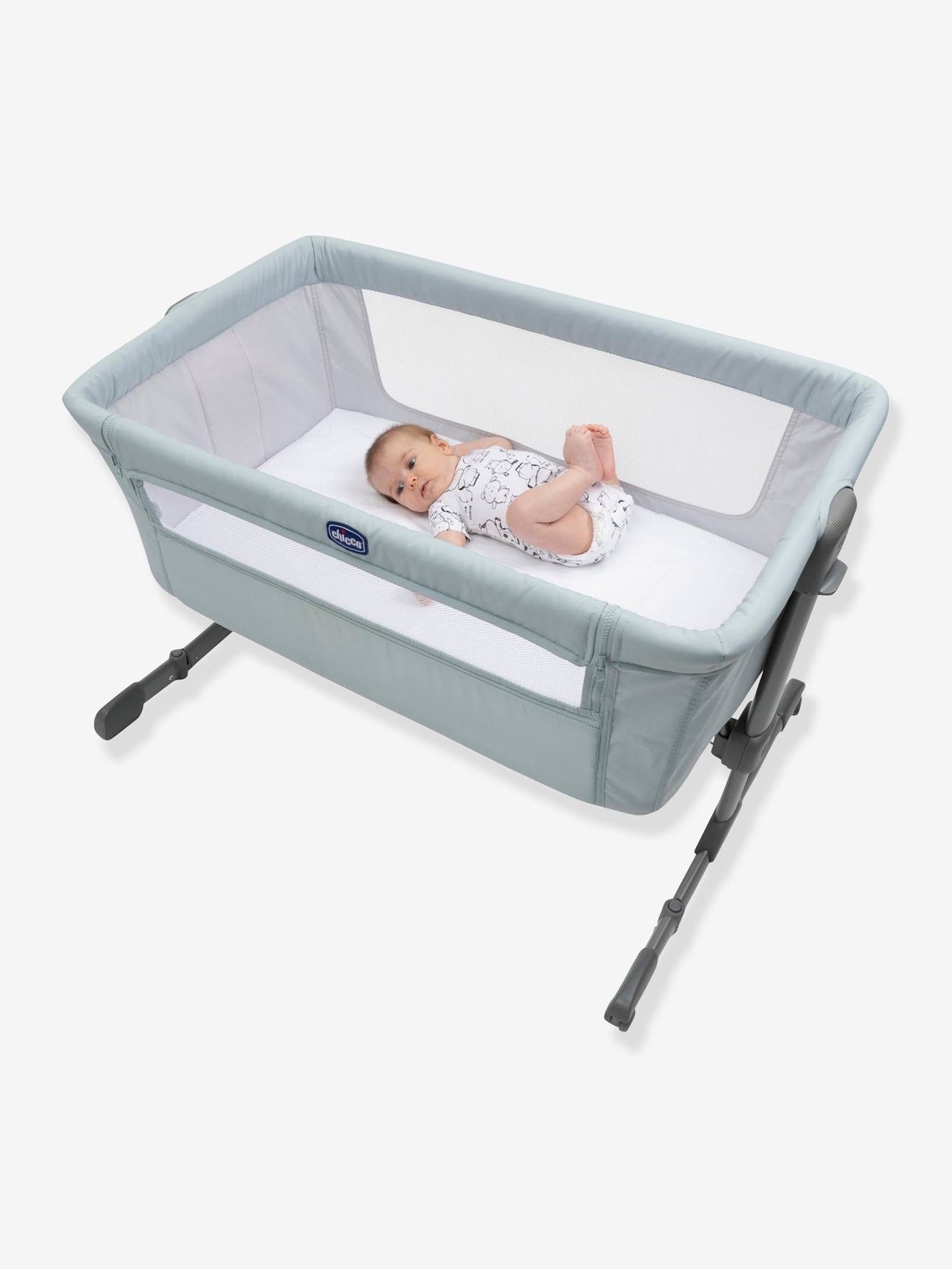 Berço Chicco Next2Me Essential para dormir junto com a família, azul