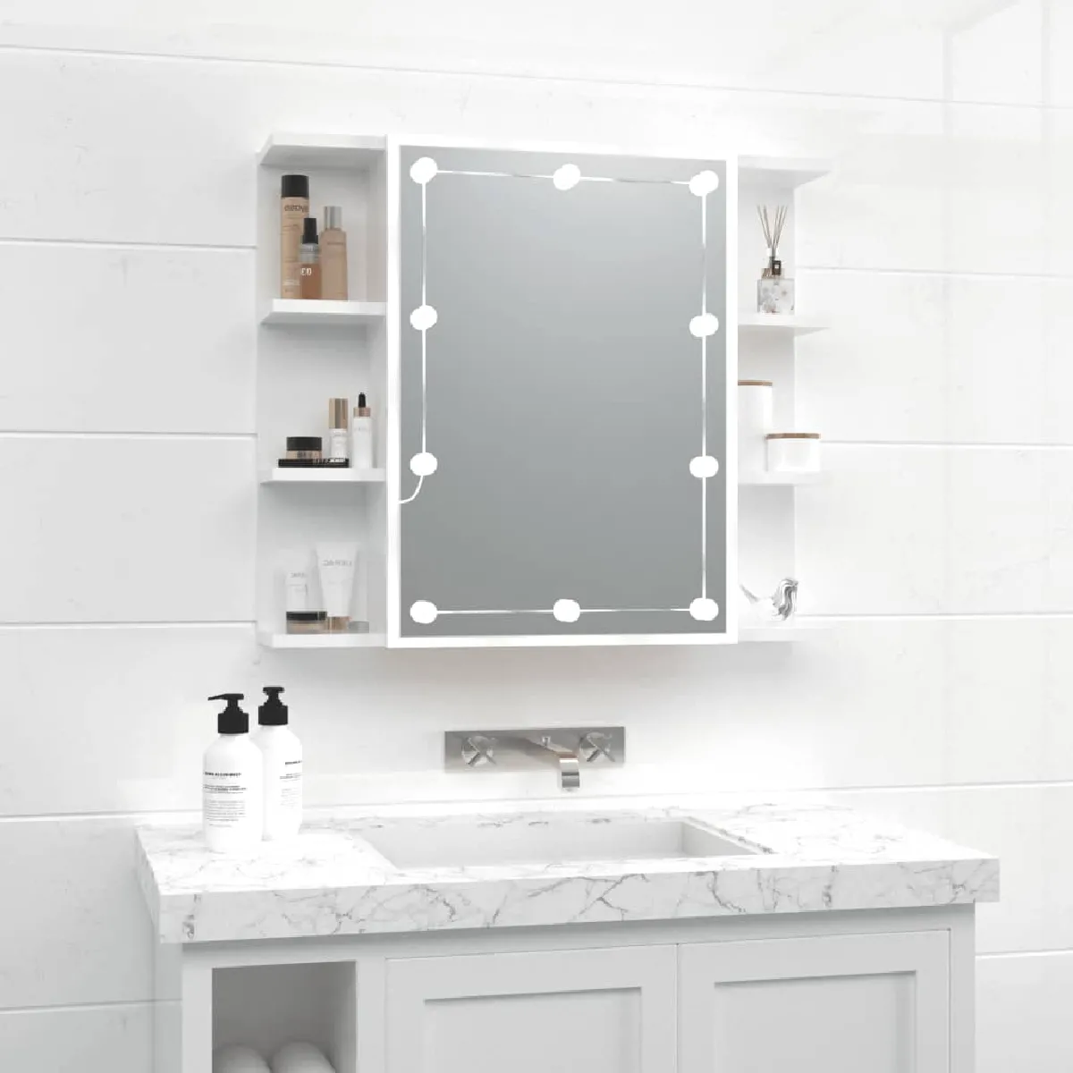 VidaXL Armoire miroir LED blanc