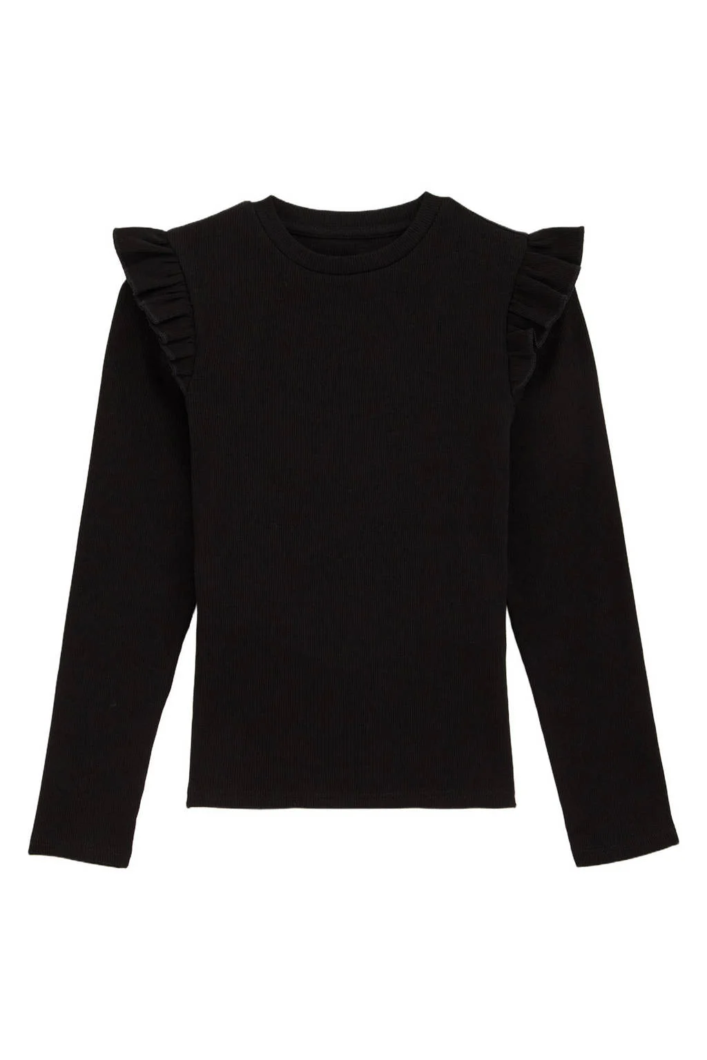 WE Fashion longsleeve zwart rib gebreid