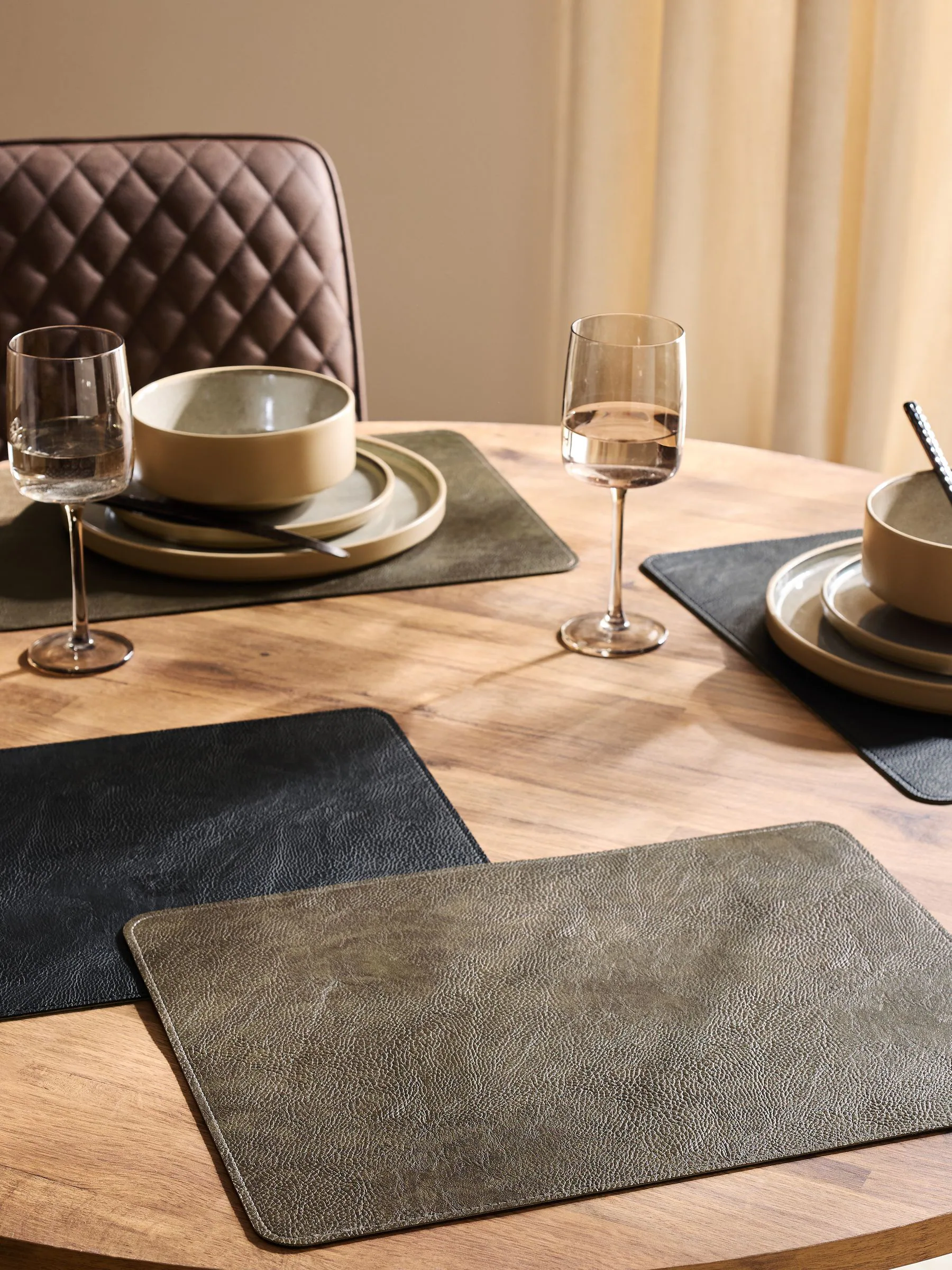 Set of 4 Reversible Soft Faux Leather Placemats