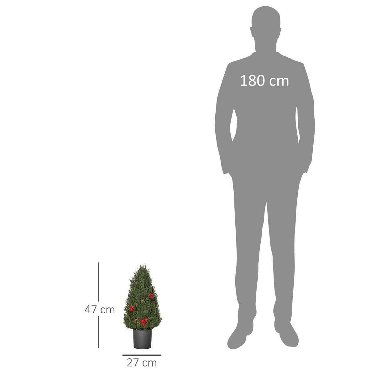HOMCOM Kerstboom, Ø27 x 47 cm, PVC, Groen