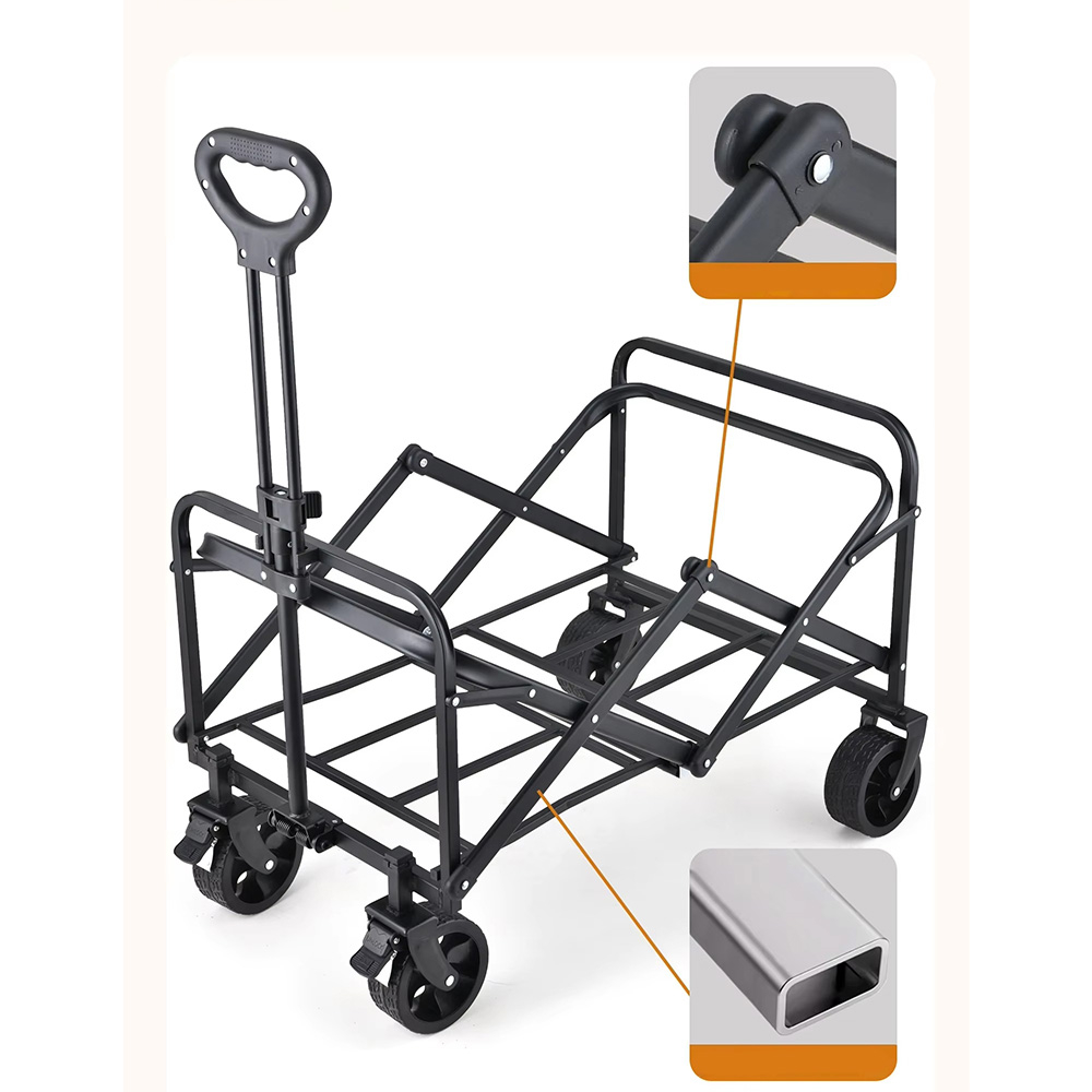 (100L) Faltbarer Leiterwagen Outdoor Bollerwagen Transporthilfe für Camping   Festivals - Blau