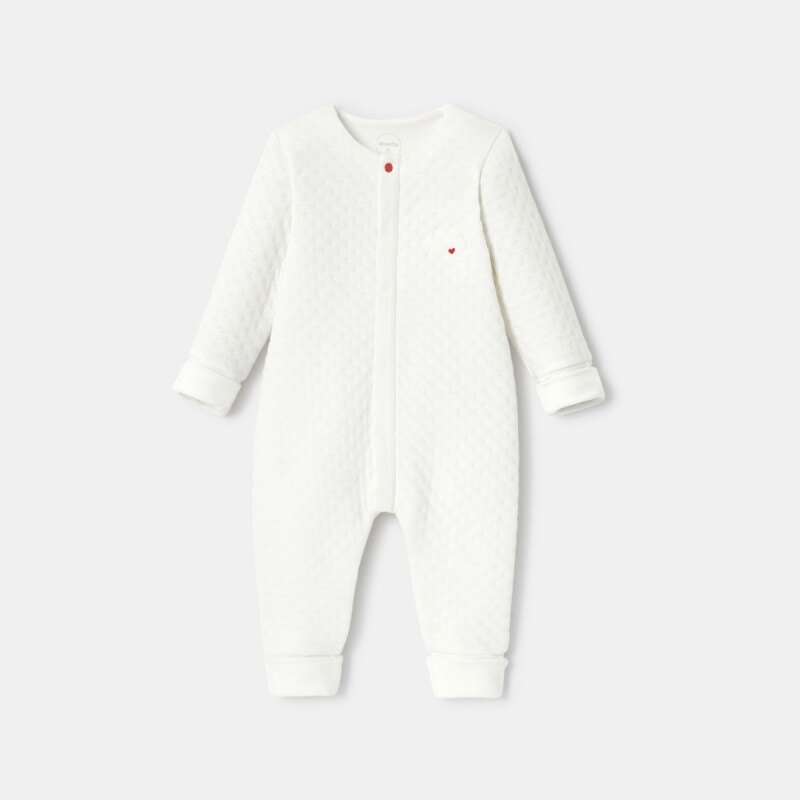 Pyjama pieds et mains amovibles en molleton reliefé 2 en 1 blanc naissance Absorba Blanc