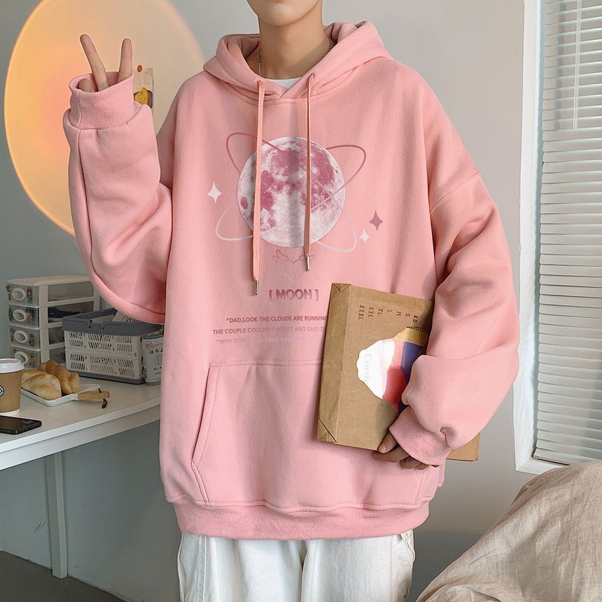 Lingaris - Oversized hoodie met planetenprint en letters