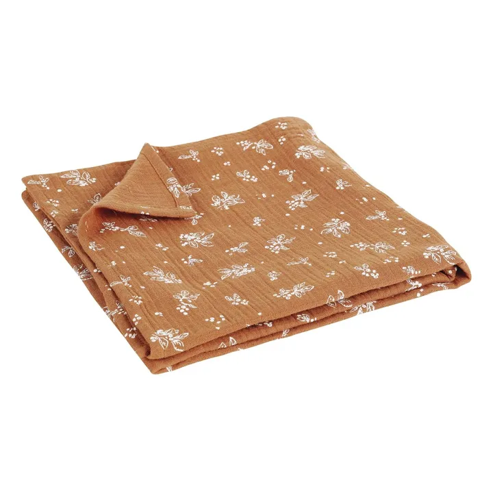 Bonjour Little Couverture Vegetal Nut Gaze de Coton Bio | Camel