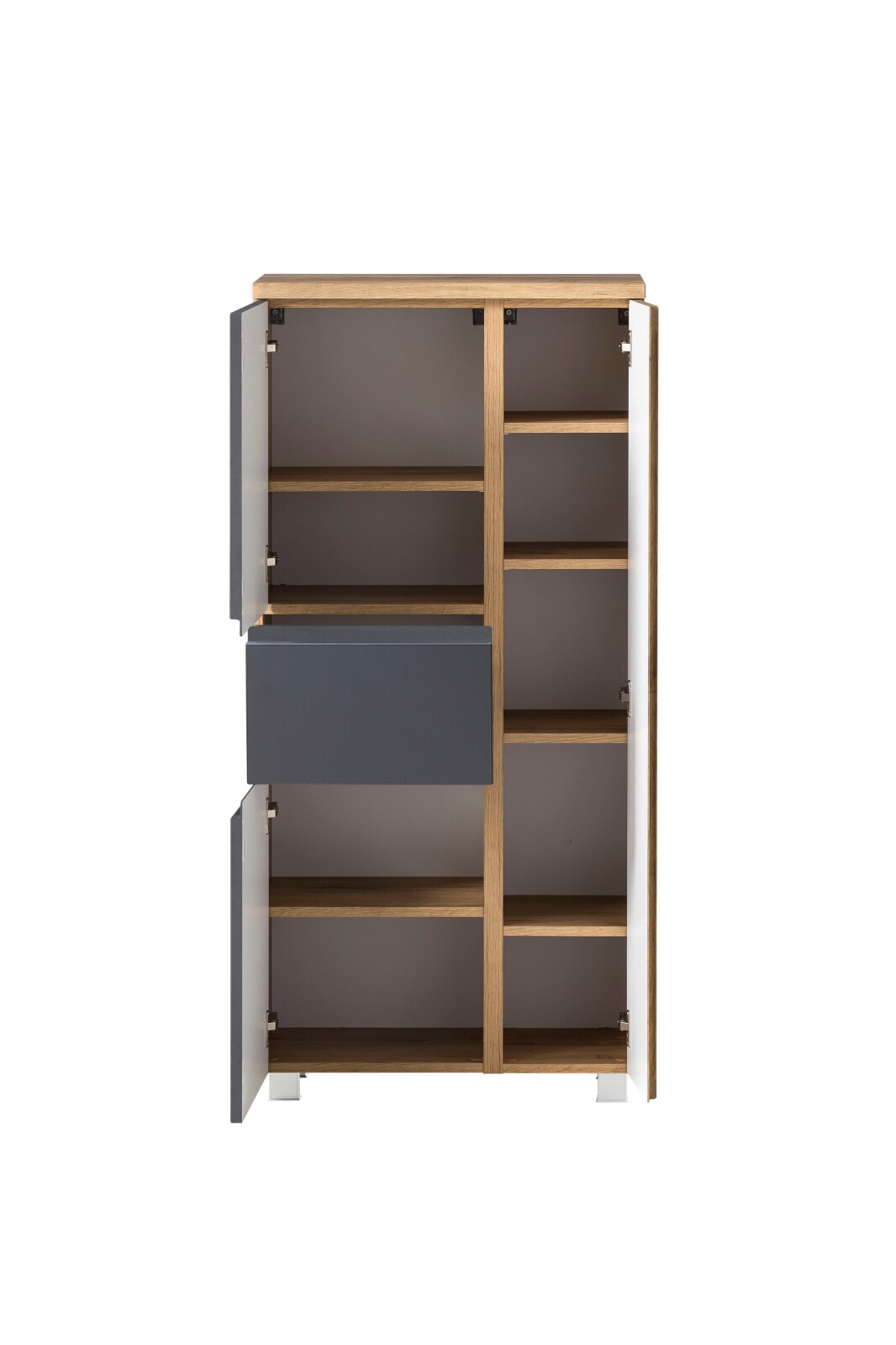 Midischrank - Wotaneiche - grau matt - 65 cm