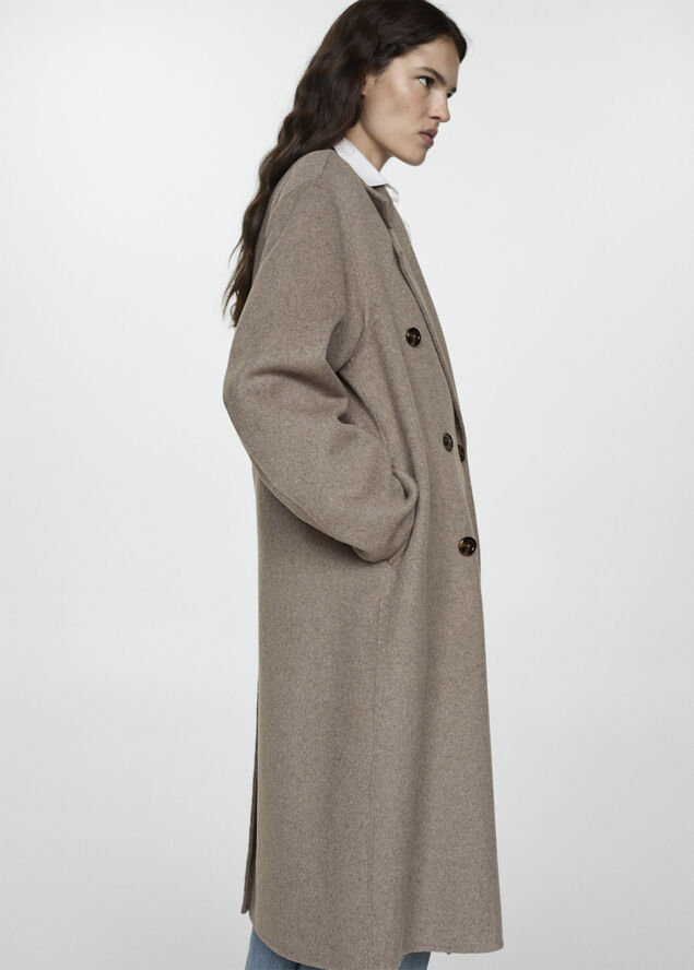 MANGO Handmade oversized wool coat Medium brown