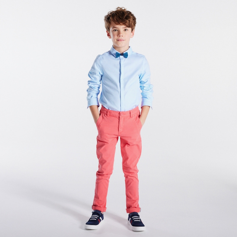 Chemise coton fantaisie et noeud papillon bleue garçon
