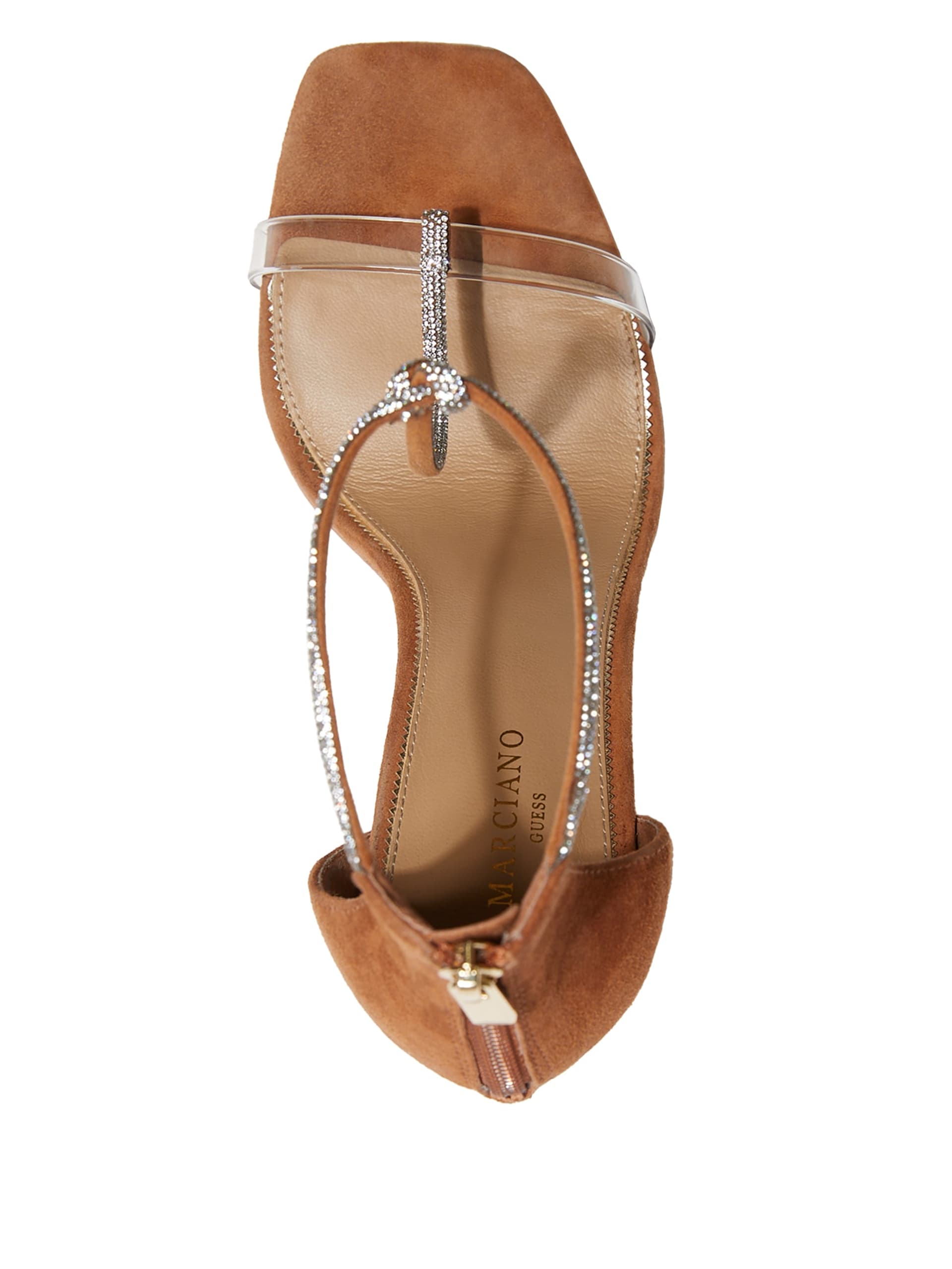 Sapato de salto agulha Olivia com tira em T e strass