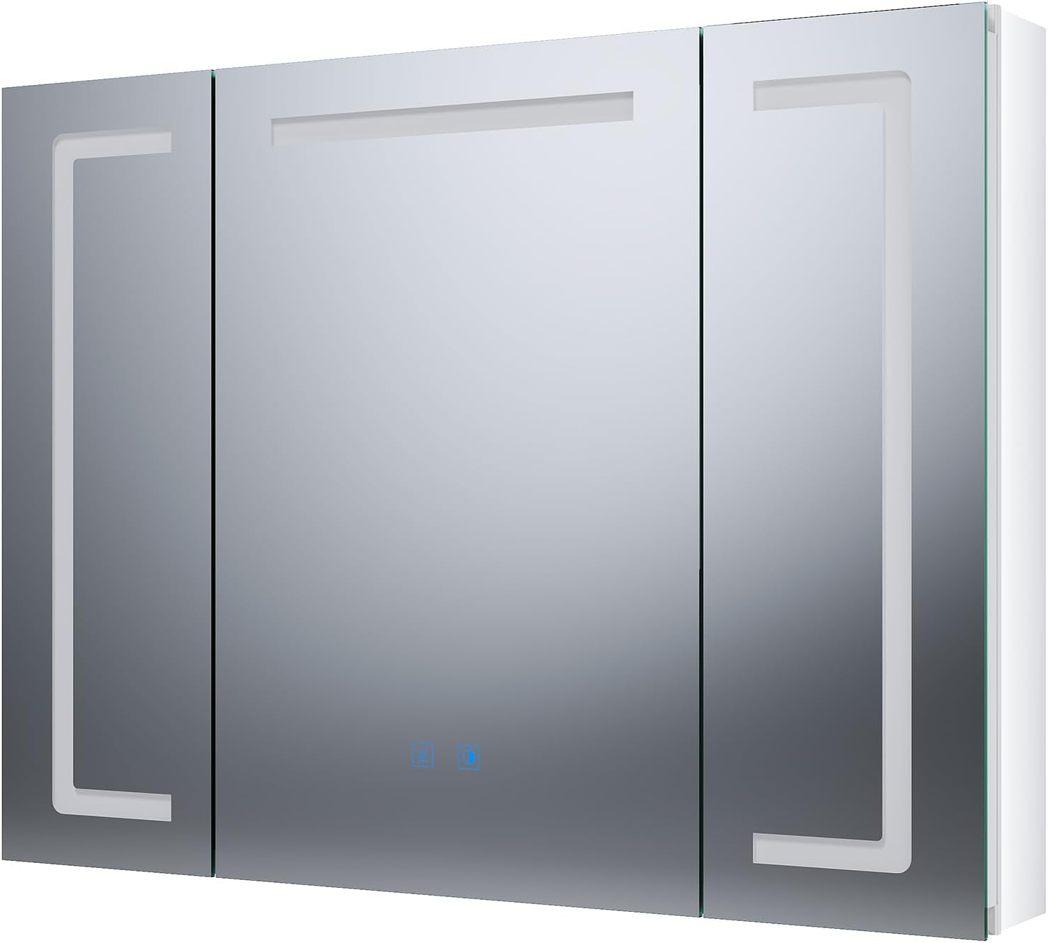 SONNI Spiegelschrank mit Beleuchtung 80x60 cm, 3 Türen LED Spiegelschrank Bad mit Anti-Beschlag, Steckdose, 3 Lichtfarben, Dimmbar, Aluminum, IP44 Wasserciht