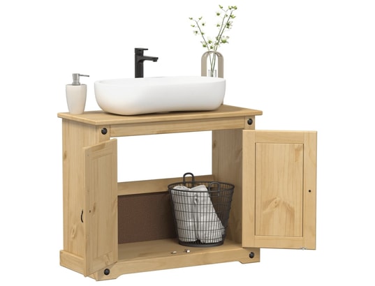 VIDAXL - Armoire lavabo de salle de bain corona bois de pin massif