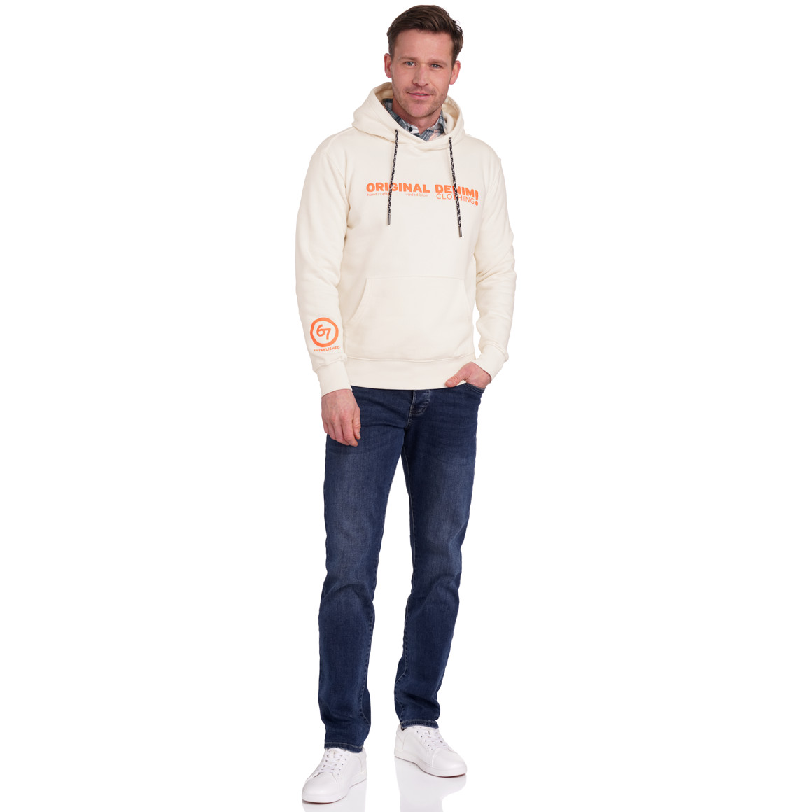 VanVaan Denim Herren Hoodie mit Print creme
