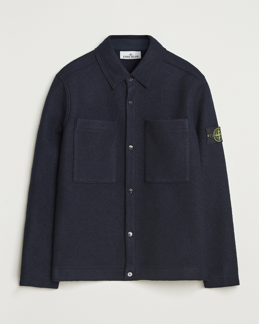 Stone Island Felted Wool Overshirt Navy