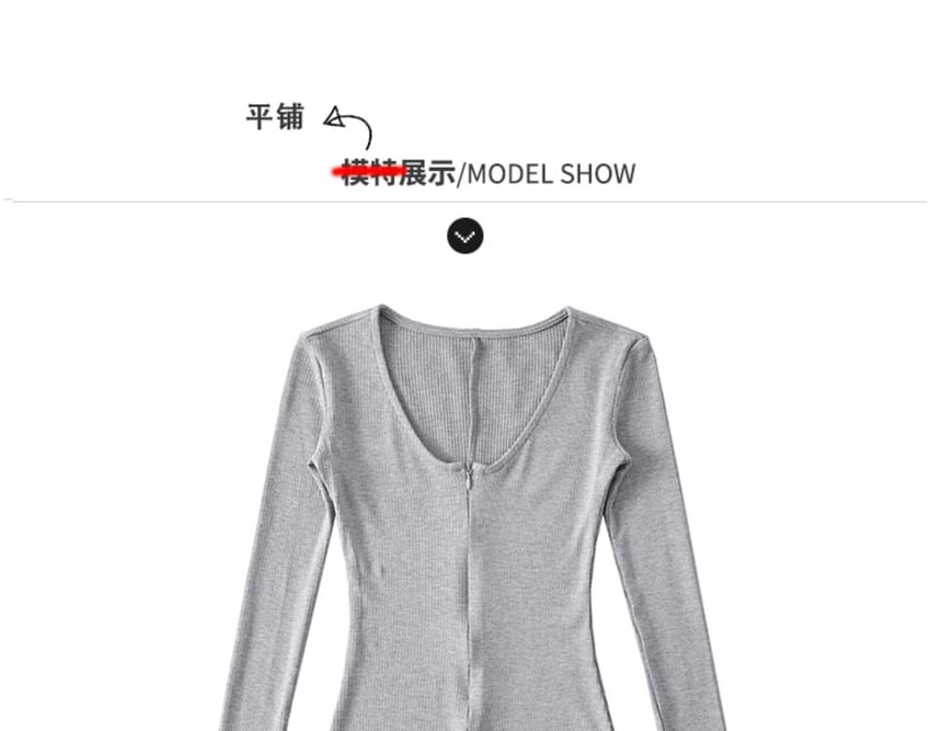 Shira - Romper met lange mouwen en diepe V-hals in 7 kleuren