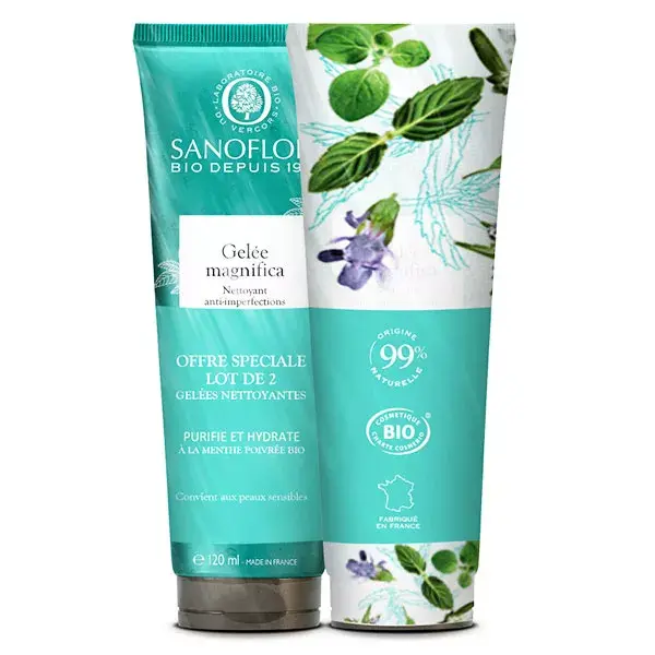 Sanoflore Magnifica Organic Géis de Limpeza Anti-Acne, Pacote com 2 x 120ml