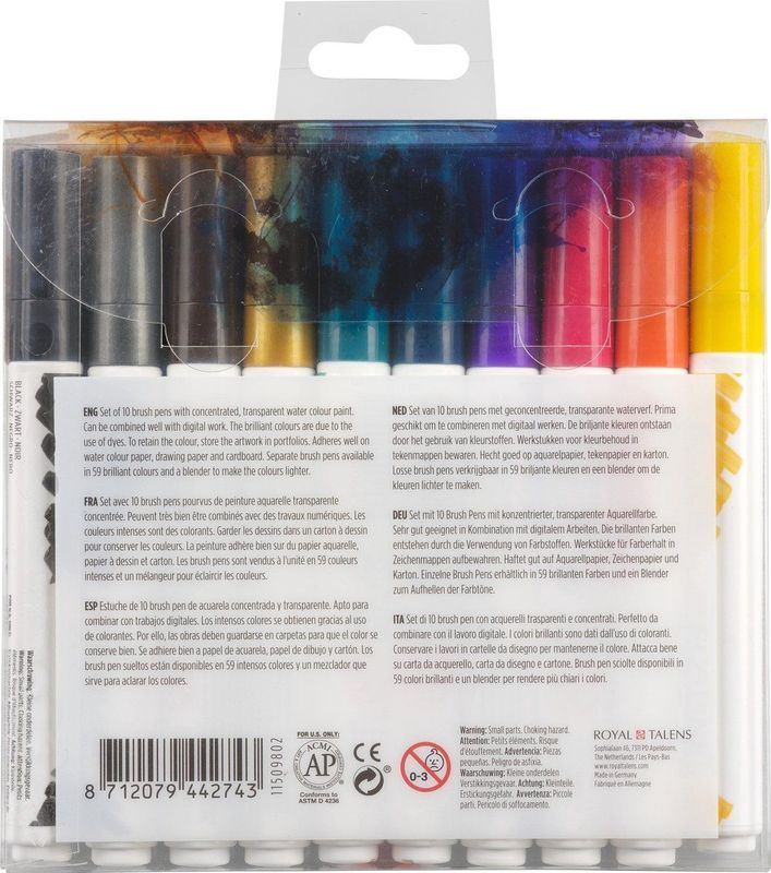 Talens Ecoline Brush Pen - 10 stuks - Donker