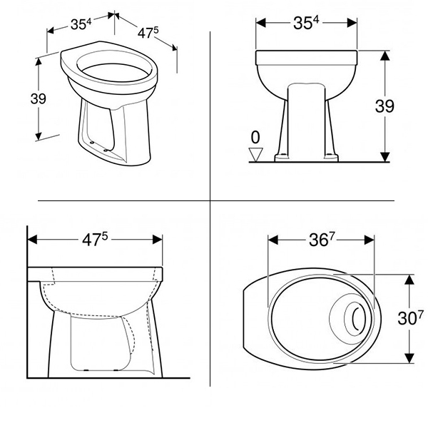 Geberit 300 Basic staand toilet 95 AO wit