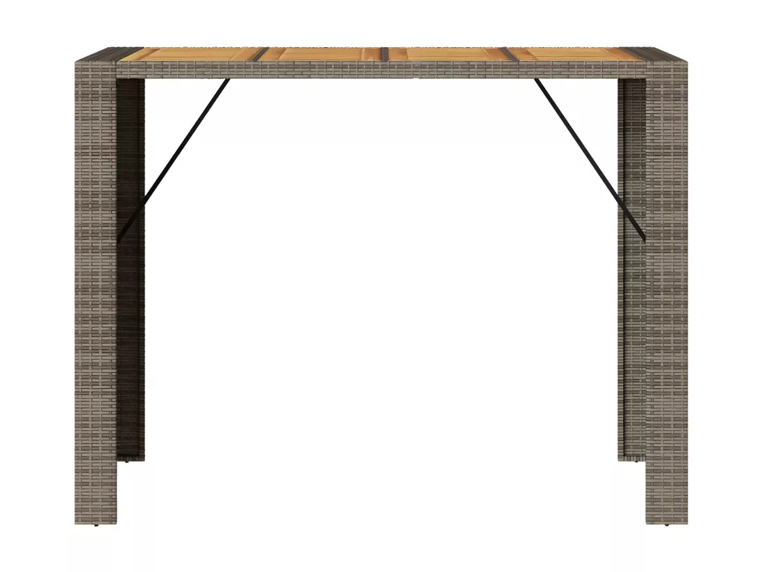Prolenta Premium - Table de bar de jardin et dessus en bois acacia résine tressée