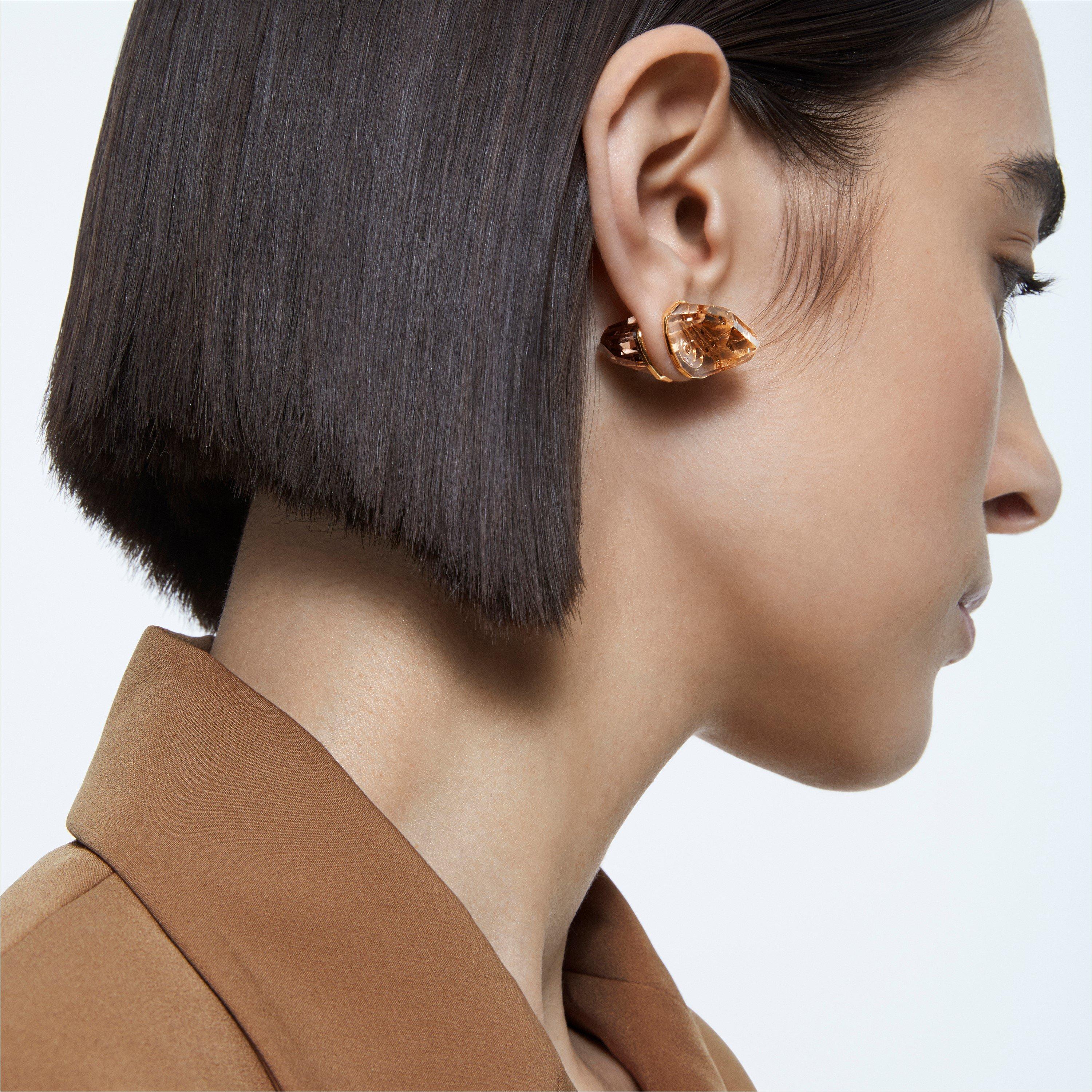 Swarovski Lucent stud earring, Pink, Rose gold tone plated