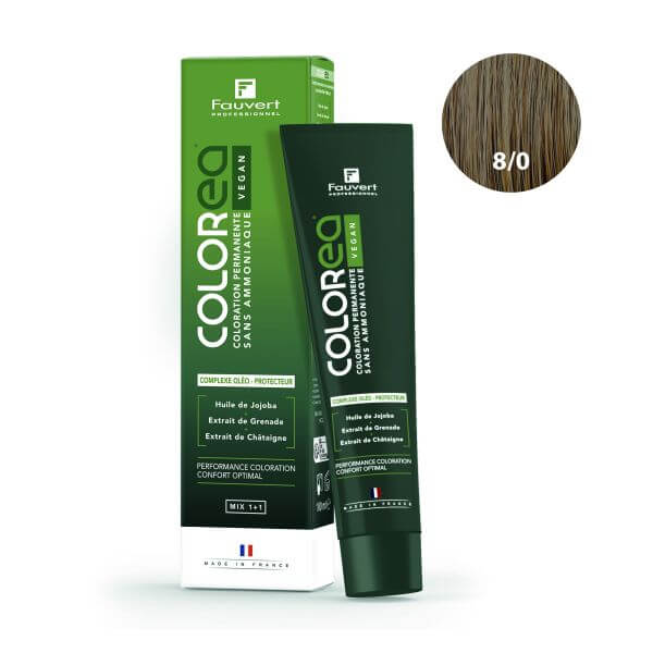 Coloration Colorea Vegan 8/0 blond clair froid Fauvert Professionnel 100ml